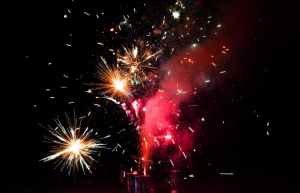 red and yellow fireworks during night time